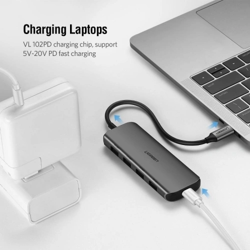 Kup HUB USB-C do USB 3.0 UGREEN 4-portowy, PD, OTG - UGR082 - {ean13} - Sklep Home Screen