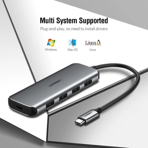 Kup HUB USB-C do USB 3.0 UGREEN 4-portowy, PD, OTG - UGR082 - {ean13} - Sklep Home Screen