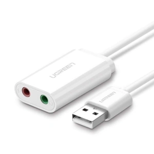 Zewnętrzna karta dźwiękowa USB UGREEN 15cm (biały)