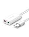 Carda de sunet externă USB UGREEN 15cm (albă)