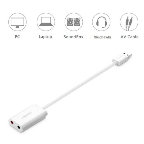Buy USB External Sound Card UGREEN 15cm White - UGR083WHT - {ean13} - Home Screen Store Europe