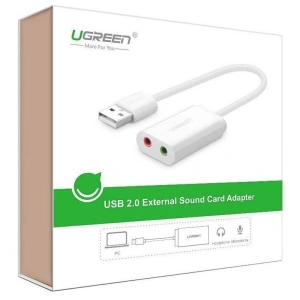 Zewnętrzna karta dźwiękowa USB UGREEN 15cm (biały)