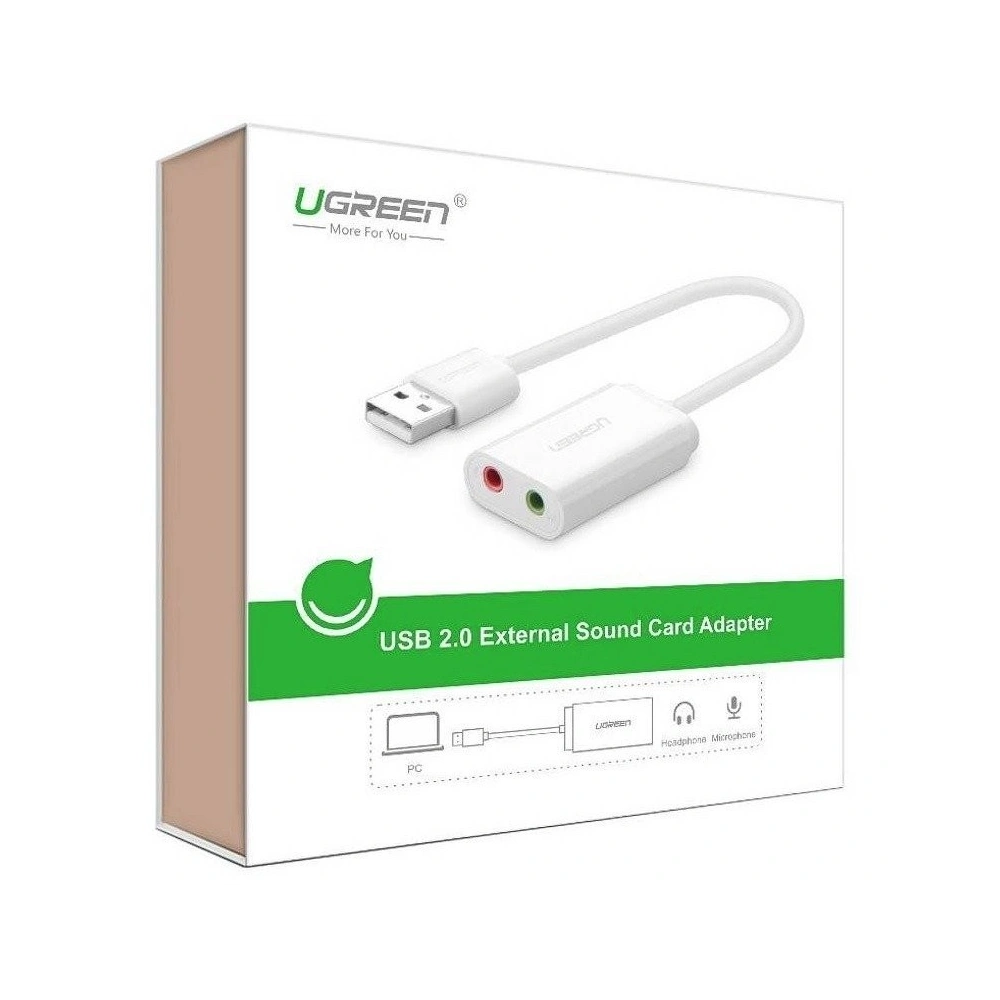 Zewnętrzna karta dźwiękowa USB UGREEN 15cm (biały)