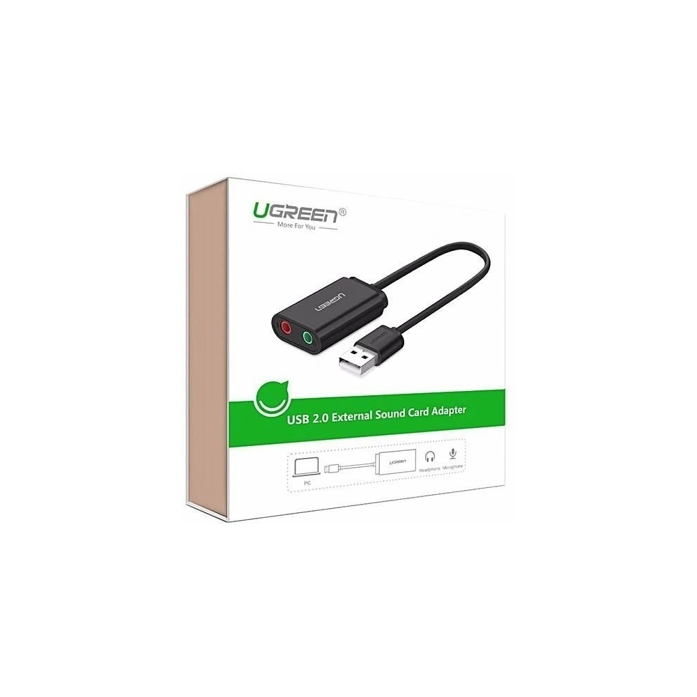 Zewnętrzna karta dźwiękowa USB UGREEN 15cm (czarny)
