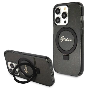 Kup Etui Guess GUHMP13LHRSGSK Apple iPhone 13 / 13 Pro hardcase Ring Stand Script Glitter MagSafe czarny/black - GUE3112 - {ean13} - Sklep Home Screen