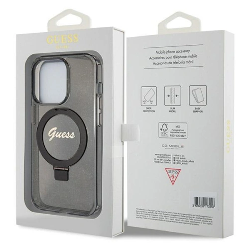 Kup Guess Apple Caz GUHMP13LHRSGSK iPhone 13 / 13 Pro hardcase Ring Stand Script Glitter MagSafe negru / negru - GUE3112 - {ean13} - Sklep Home Screen
