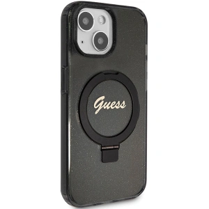 Kup Etui Guess GUHMP13MHRSGSK Apple iPhone 13 / 14 / 15 hardcase Ring Stand Script Glitter MagSafe czarny/black - GUE3113 - {ean13} - Sklep Home Screen