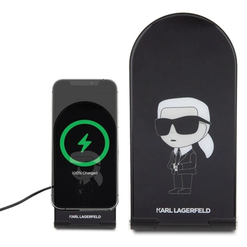Kup Indukční nabíječka Karl Lagerfeld 2w1 KLDCRFALKINK 15W Ikonik MagSafe černá/black - KLD1848 - {ean13} - Sklep Home Screen