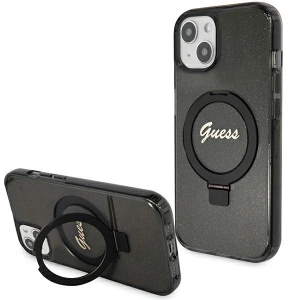 Kup Etui Guess GUHMP14SHRSGSK Apple iPhone 13 / 14 / 15 hardcase Ring Stand Script Glitter MagSafe czarny/black - GUE3116 - {ean13} - Sklep Home Screen