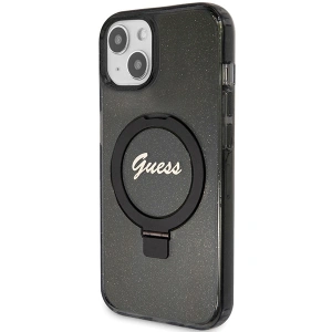 Kup Etui Guess GUHMP14SHRSGSK Apple iPhone 13 / 14 / 15 hardcase Ring Stand Script Glitter MagSafe fekete/black - GUE3116 - {ean13} - Sklep Home Screen