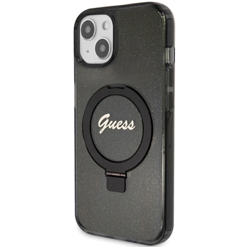 Kup Guess Apple Carcasă GUHMP14SHRSGSK iPhone 13 / 14 / 15 hardcase Ring Stand Script Glitter MagSafe negru / negru - GUE3116 - {ean13} - Sklep Home Screen