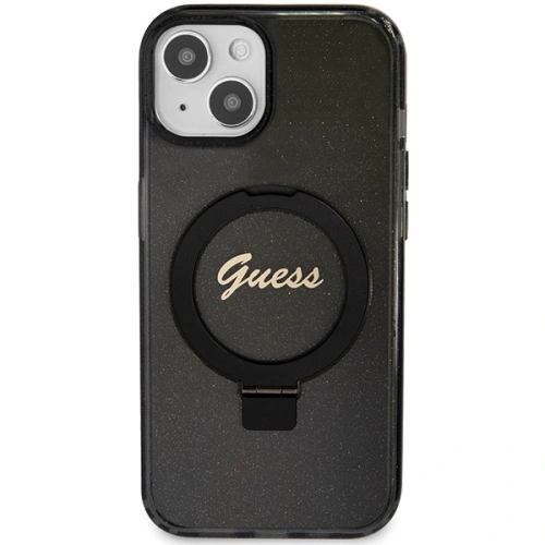 Kup Guess Apple Carcasă GUHMP14SHRSGSK iPhone 13 / 14 / 15 hardcase Ring Stand Script Glitter MagSafe negru / negru - GUE3116 - {ean13} - Sklep Home Screen