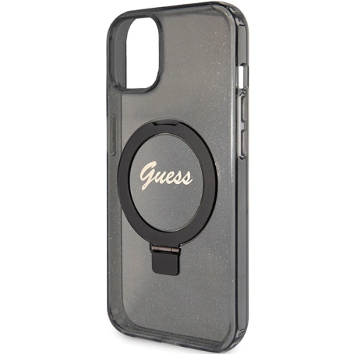 Kup Guess Apple Carcasă GUHMP14SHRSGSK iPhone 13 / 14 / 15 hardcase Ring Stand Script Glitter MagSafe negru / negru - GUE3116 - {ean13} - Sklep Home Screen