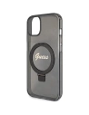 Buy Guess GUHMP14SHRSGSK Apple iPhone 13 / 14 / 15 hardcase Ring Stand Script Glitter MagSafe black - GUE3116 - {ean13} - Home Screen Store Europe