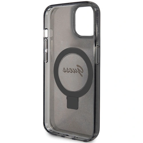 Kup Guess Apple Carcasă GUHMP14SHRSGSK iPhone 13 / 14 / 15 hardcase Ring Stand Script Glitter MagSafe negru / negru - GUE3116 - {ean13} - Sklep Home Screen