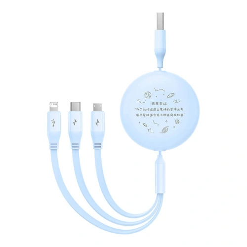 Buy Baseus cable 3-in-1 USB-A / USB-C, microUSB, Lightning, 3.5A, 1.1m (blue) - BSU4793 - {ean13} - Home Screen Store Europe