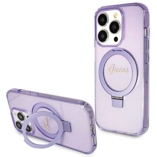 Kup Etui Guess GUHMP13LHRSGSU Apple iPhone 13 / 13 Pro kemény tok Ring Stand Script Glitter MagSafe lila/purple - GUE3119 - {ean13} - Sklep Home Screen