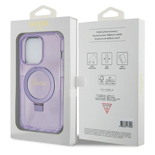 Kup Etui Guess GUHMP13LHRSGSU Apple iPhone 13 / 13 Pro hardcase Ring Stand Script Glitter MagSafe fioletowy/purple - GUE3119 - {ean13} - Sklep Home Screen