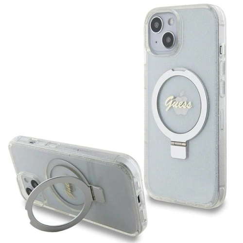 Kup Case Guess GUHMP15SHRSGSD Apple iPhone 15 / 14 / 13 Hardcase Ring Stand Script Glitter MagSafe transparent - GUE3123 - {ean13} - Sklep Home Screen