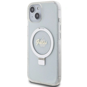Buy Guess GUHMP15SHRSGSD Apple iPhone 15 / 14 / 13 hardcase Ring Stand Script Glitter MagSafe transparent - GUE3123 - {ean13} - Home Screen Store Europe