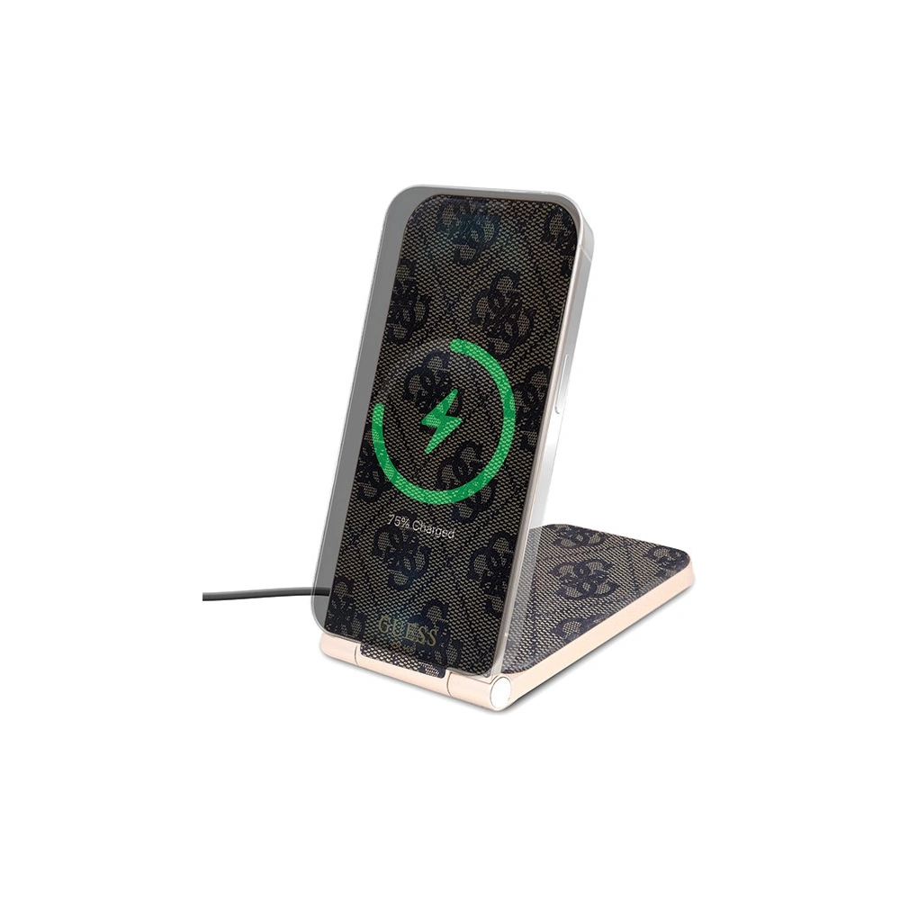 Ładowarka indukcyjna Guess GUDCFAL4PEGW 2w1 15W 4G Pattern MagSafe brązowy/brown