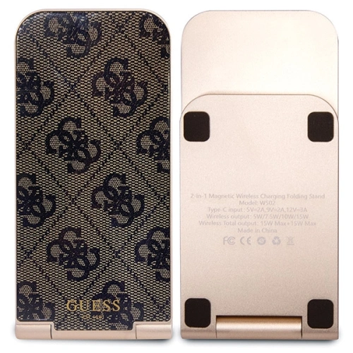 Buy Guess GUDCFAL4PEGW 2in1 inductive charger 15W 4G Pattern MagSafe brown - GUE3127 - {ean13} - Home Screen Store Europe