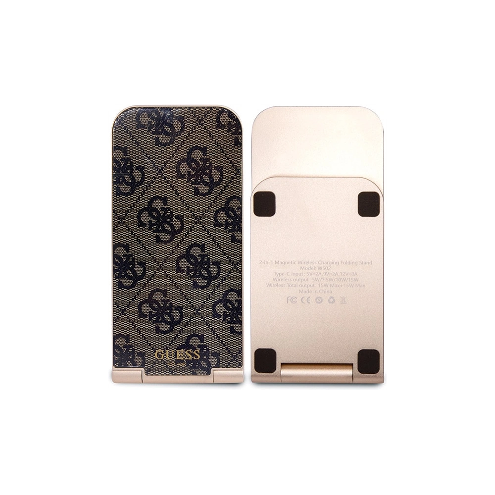 Ładowarka indukcyjna Guess GUDCFAL4PEGW 2w1 15W 4G Pattern MagSafe brązowy/brown