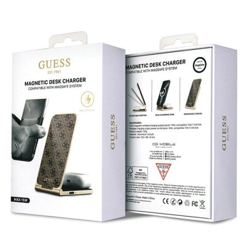 Buy Guess GUDCFAL4PEGW 2in1 inductive charger 15W 4G Pattern MagSafe brown - GUE3127 - {ean13} - Home Screen Store Europe