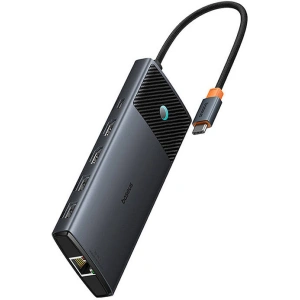 Kup Adapter 10w1 Baseus Hub USB-C / 2xHDMI, 3xUSB-A, USB-C, RJ45, SD/TF, PD (schwarz) - BSU4794 - {ean13} - Sklep Home Screen
