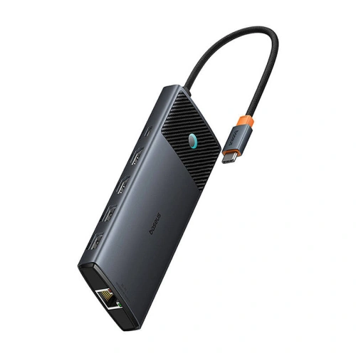 Kup Adapter 10w1 Baseus Hub USB-C / 2xHDMI, 3xUSB-A, USB-C, RJ45, SD/TF, PD (schwarz) - BSU4794 - {ean13} - Sklep Home Screen
