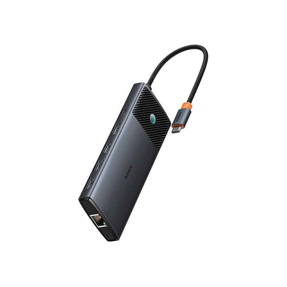 Adapter 10w1 Baseus hub USB-C / 2xHDMI, 3xUSB-A, USB-C, RJ45, SD/TF, PD (czarny)