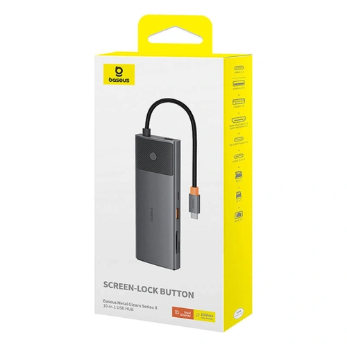 Kup Adapter 10w1 Baseus Hub USB-C / 2xHDMI, 3xUSB-A, USB-C, RJ45, SD/TF, PD (schwarz) - BSU4794 - {ean13} - Sklep Home Screen