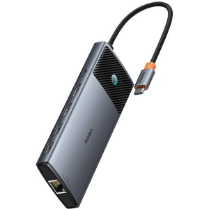 Adapter 10w1 Baseus hub USB-C / 2xHDMI, 3xUSB-A, USB-C, RJ45, SD/TF, PD  (szary)