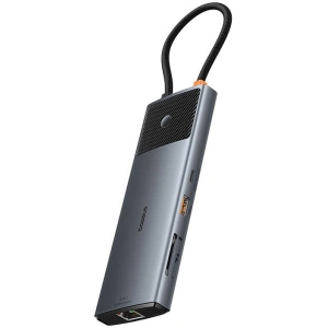 Adapter 10w1 Baseus hub USB-C / 2xHDMI, 3xUSB-A, USB-C, RJ45, SD/TF, PD  (szary)