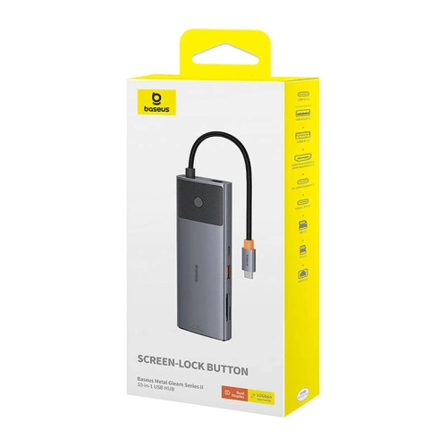 Kup Adapter 10w1 Baseus Hub USB-C / 2xHDMI, 3xUSB-A, USB-C, RJ45, SD/TF, PD (grau) - BSU4795 - {ean13} - Sklep Home Screen