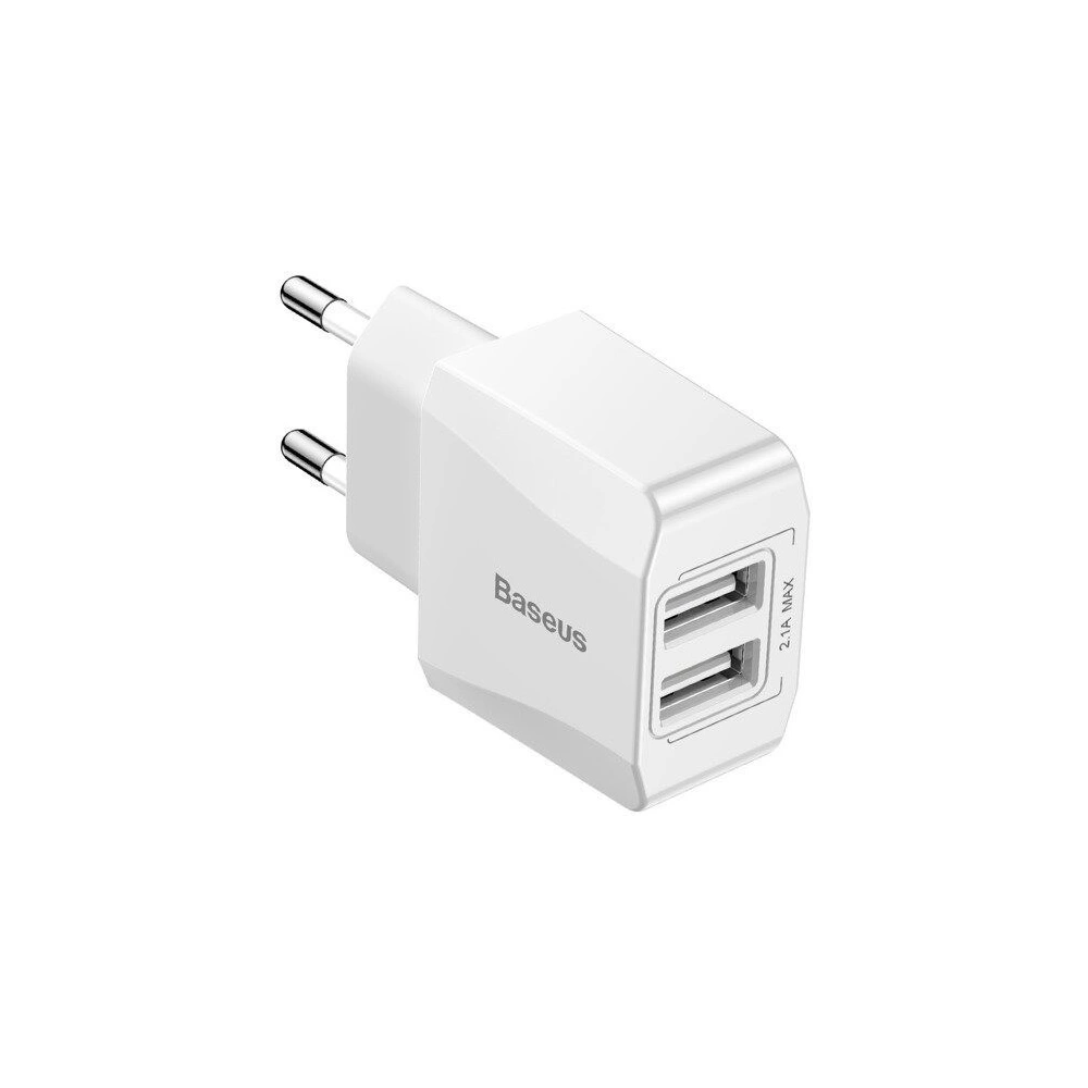 Mini ładowarka sieciowa Baseus 2x USB - biała 