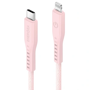 Kabel ENERGEA Flow C94 USB-C / Lightning MFI, 60W, 3A, PD, Fast Charge, 1.5m rosa/pink