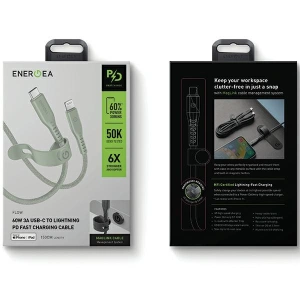 Kabel ENERGEA Flow C94 USB-C / Lightning MFI, 60W, 3A, PD, Fast Charge, 1.5m grün/green