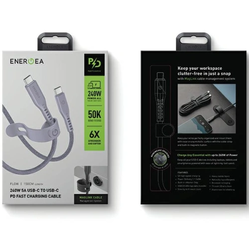 Kup Kabel ENERGEA Flow USB-C / USB-C 240W, 5A, PD, Fast Charge, 1.5m fioletowy/purple - ENG128 - {ean13} - Sklep Home Screen
