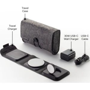 Buy Mophie Travel Charger 3in1 MagSafe wireless charger (black) - MPH67 - {ean13} - Home Screen Store Europe
