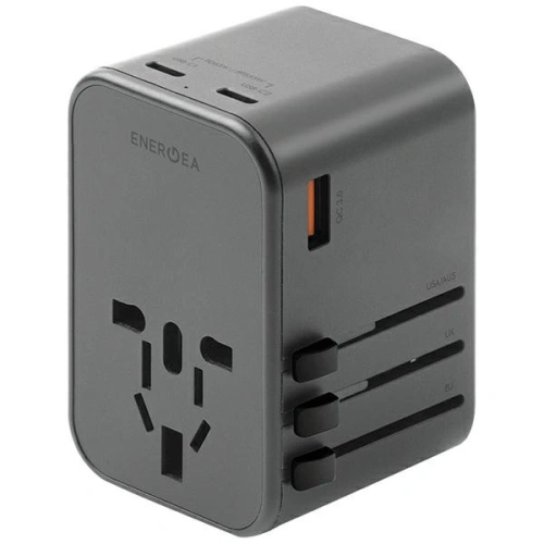 Buy ENERGEA Travel World Adapter GaN65 4w1 US/UA/EU/UK USB-A, 2xUSB-C, PD65W, PPS55W, QC3.0 gunmetal - ENG133 - {ean13} - Home Screen Store Europe