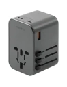 Síťová nabíječka ENERGEA Travel World Adapter GaN65 4w1 US/UA/EU/UK USB-A, 2xUSB-C, PD65W, PPS55W, QC3.0 šedá/gunmetal