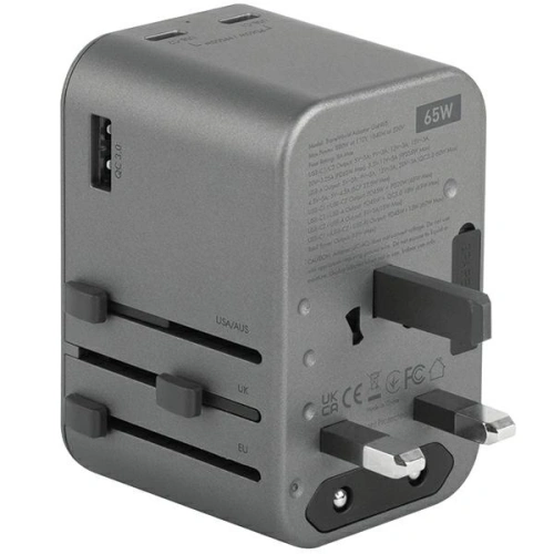 Kup Energea Travel World Adapter GaN65 hálózati töltő 4w1 US/UA/EU/UK USB-A, 2xUSB-C, PD65W, PPS55W, QC3.0 szürke/gunmetal - ENG133 - {ean13} - Sklep Home Screen