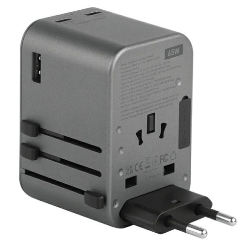 Buy ENERGEA Travel World Adapter GaN65 4w1 US/UA/EU/UK USB-A, 2xUSB-C, PD65W, PPS55W, QC3.0 gunmetal - ENG133 - {ean13} - Home Screen Store Europe