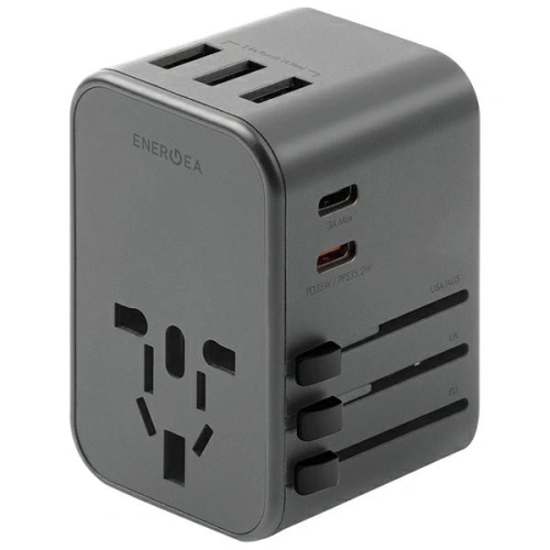 Kup Netzteil ENERGEA Travel World Adapter 4in1 US/UA/EU/UK 3xUSB-A, 2xUSB-C, PD35W, PPS35W, QC3.0 grau/gunmetal - ENG134 - {ean13} - Sklep Home Screen
