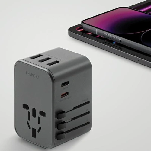 Kup Netzteil ENERGEA Travel World Adapter 4in1 US/UA/EU/UK 3xUSB-A, 2xUSB-C, PD35W, PPS35W, QC3.0 grau/gunmetal - ENG134 - {ean13} - Sklep Home Screen