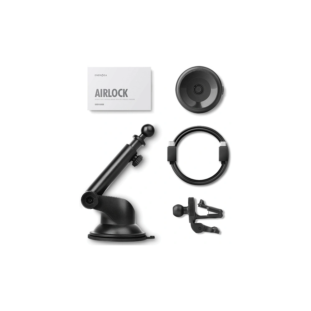 Uniwersalny uchwyt indukcyjny na kokpit / do kratki ENERGEA AirLock 15W czarny/black