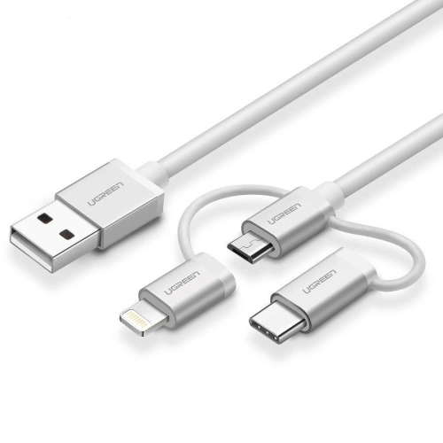 Kup USB 3-in-1 Kabel UGREEN Typ-C / Lightning / Micro, 1m MFi (weiß) - UGR113WHT - {ean13} - Sklep Home Screen