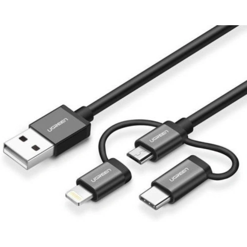 Kup Kabel USB 3w1 UGREEN Type-C / Lightning / Micro, 1m MFi (černý) - UGR114BLK - {ean13} - Sklep Home Screen