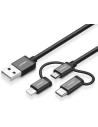USB 3-in-1 Kabel UGREEN Typ-C / Lightning / Micro, 1m MFi (schwarz)